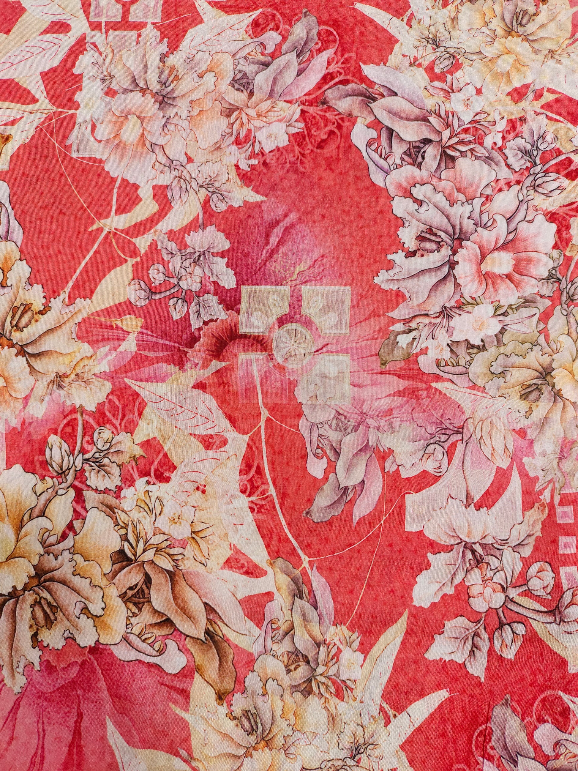 Tomato color base pure viscose muslin fabric