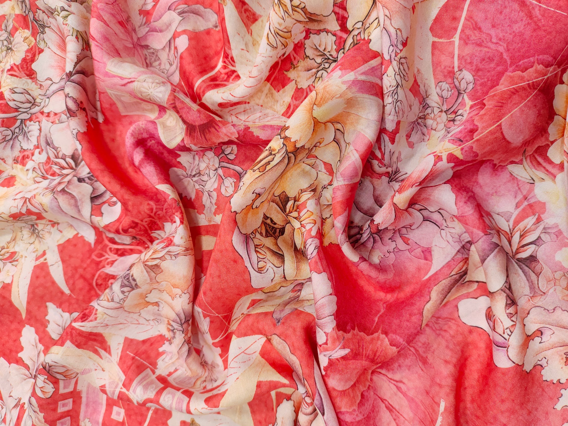 Tomato color base pure viscose muslin fabric