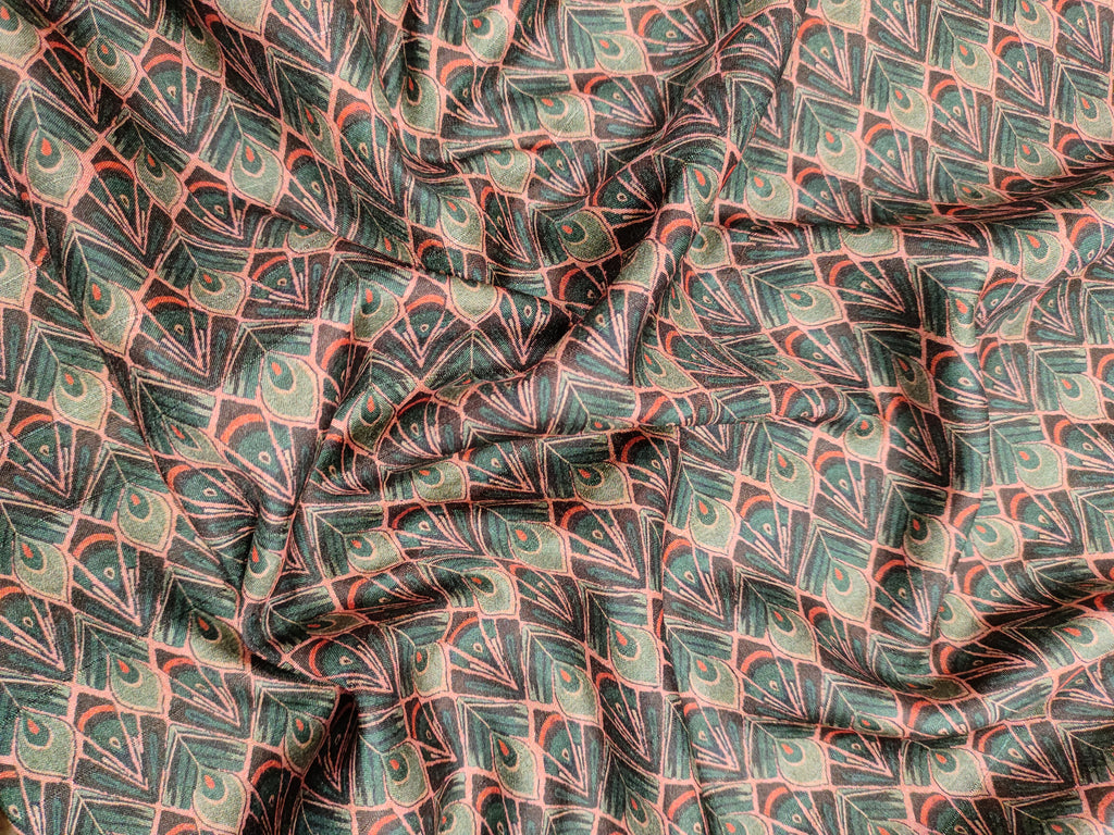 Mysore silk peacock feather digital print