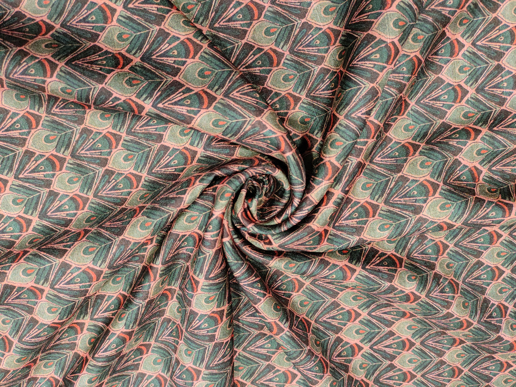 Mysore silk peacock feather digital print