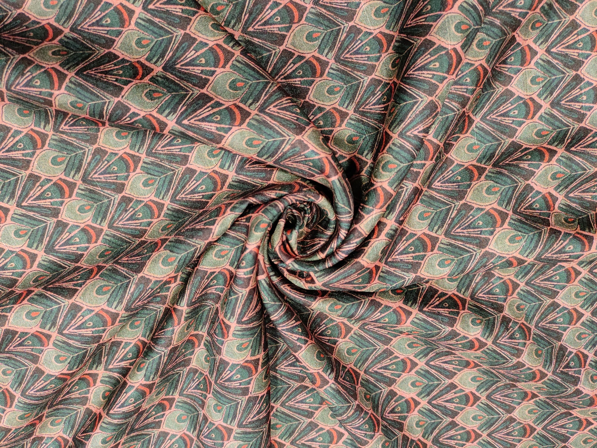 Mysore silk peacock feather digital print