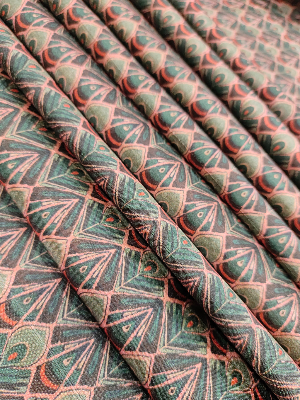 Mysore silk peacock feather digital print