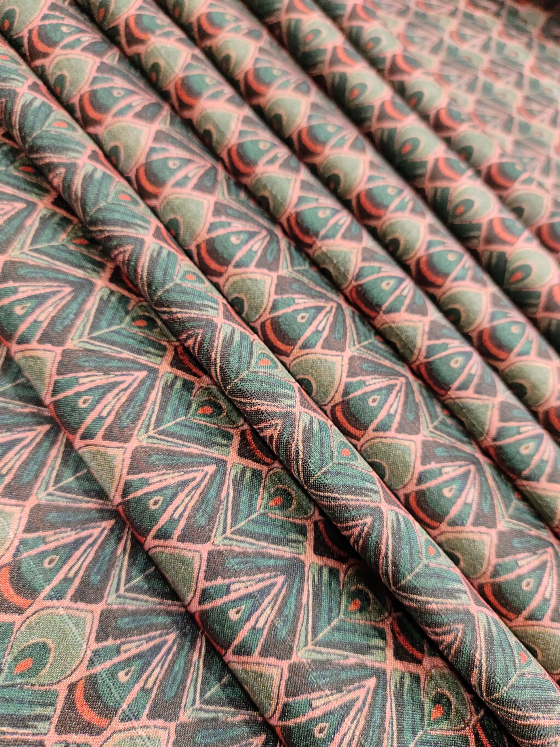 Mysore silk peacock feather digital print