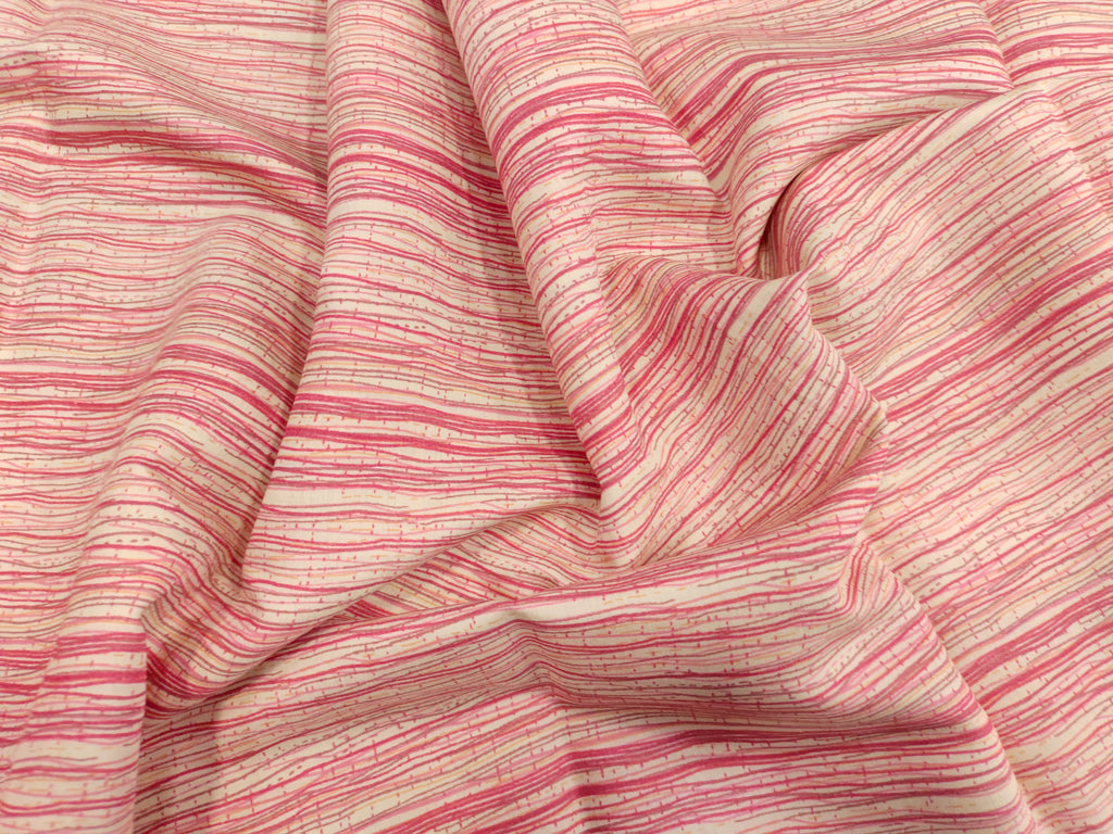 Muslin stripes fabric print with pink
