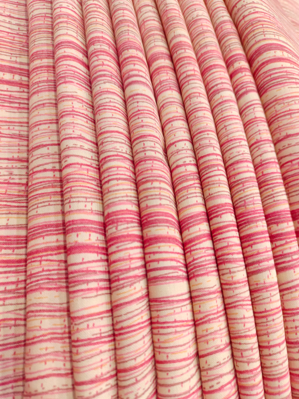 Muslin stripes fabric print with pink