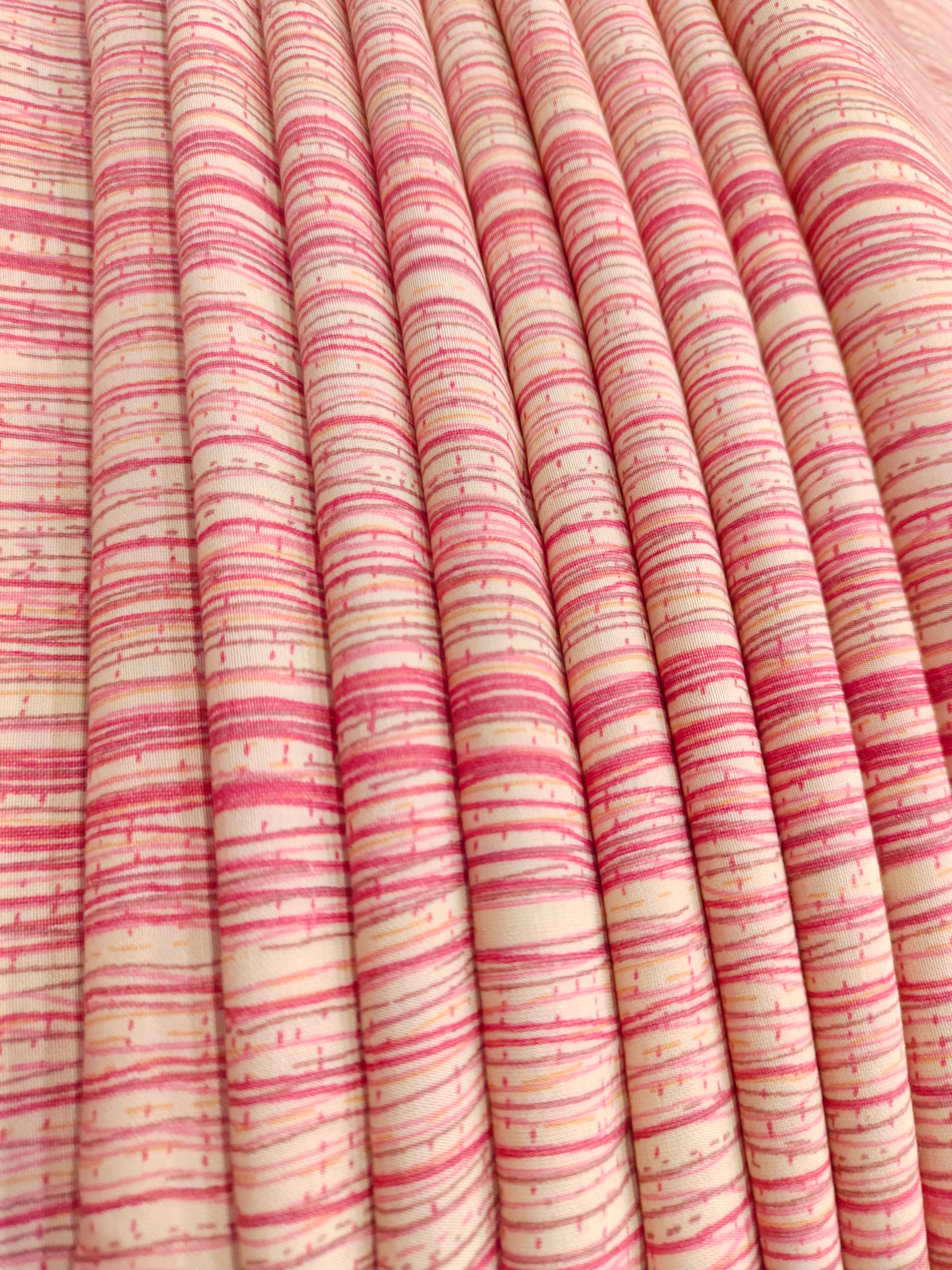 Muslin stripes fabric print with pink
