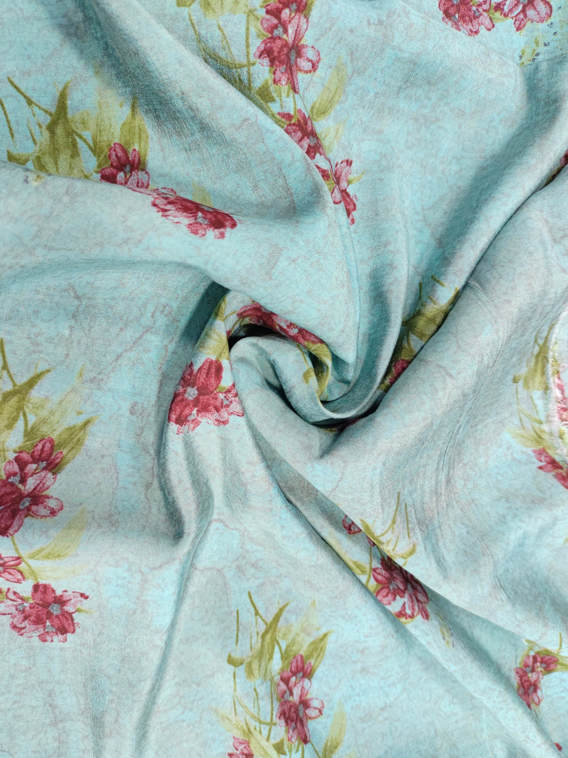 Grey muslin fabric with maroon digital print