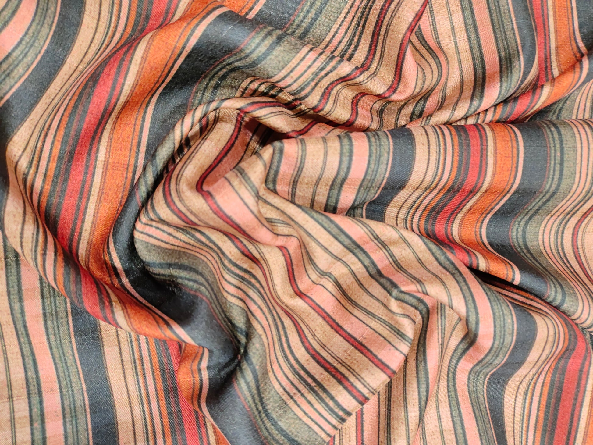 Stripes mysore silk fabric with digital print