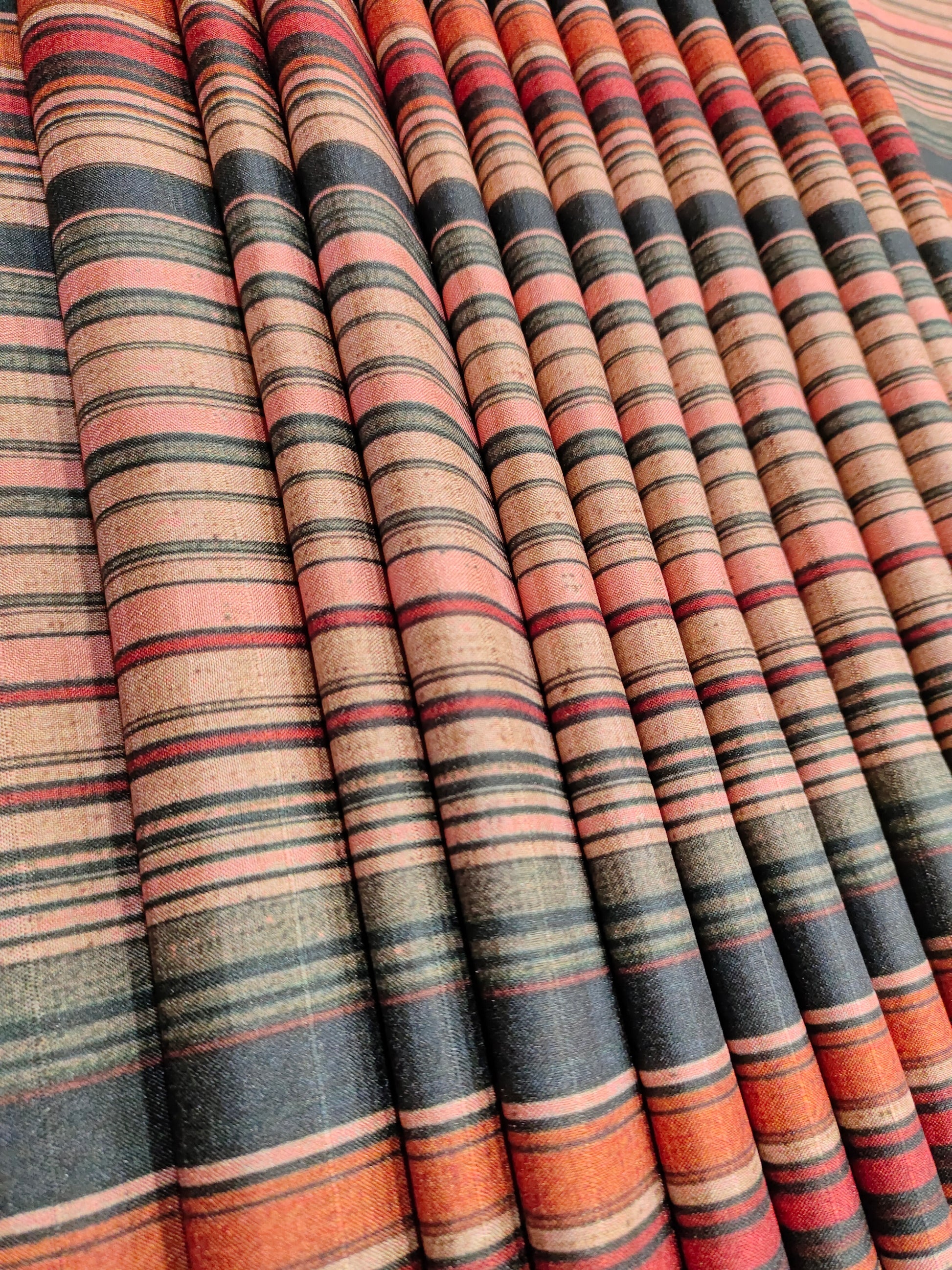 Stripes mysore silk fabric with digital print