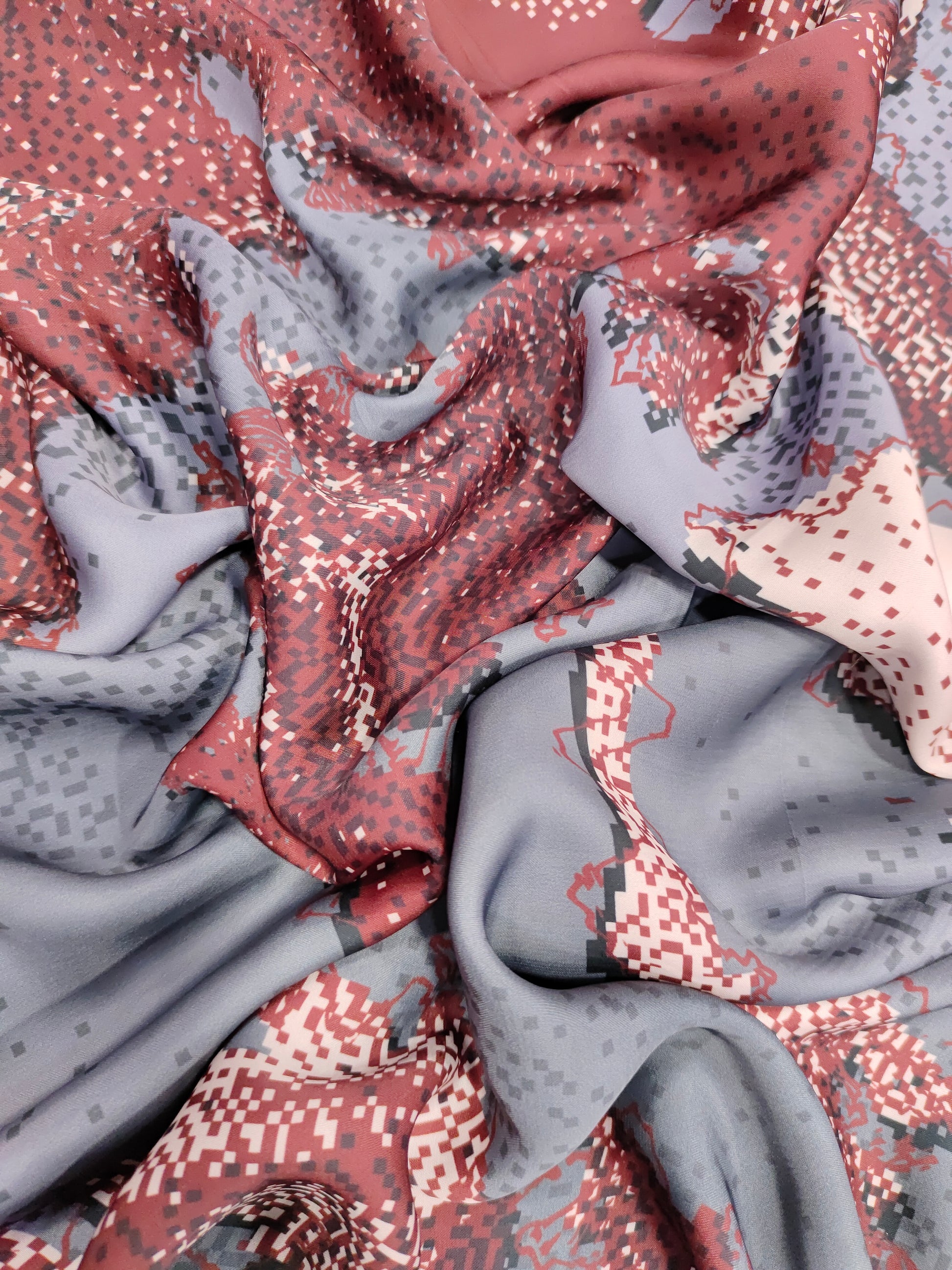 Modal satin digital print fabric