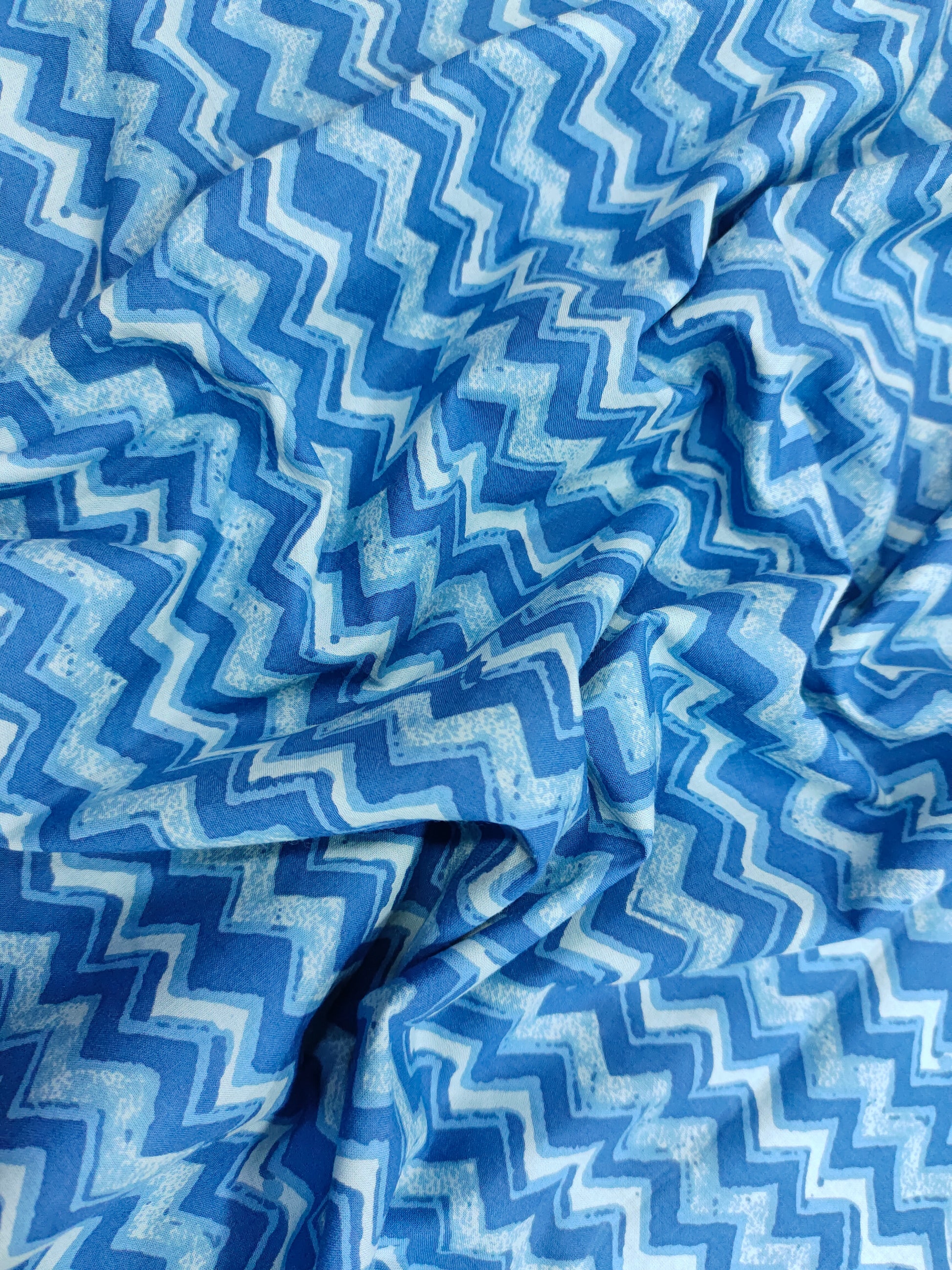 Blue screen print fabric
