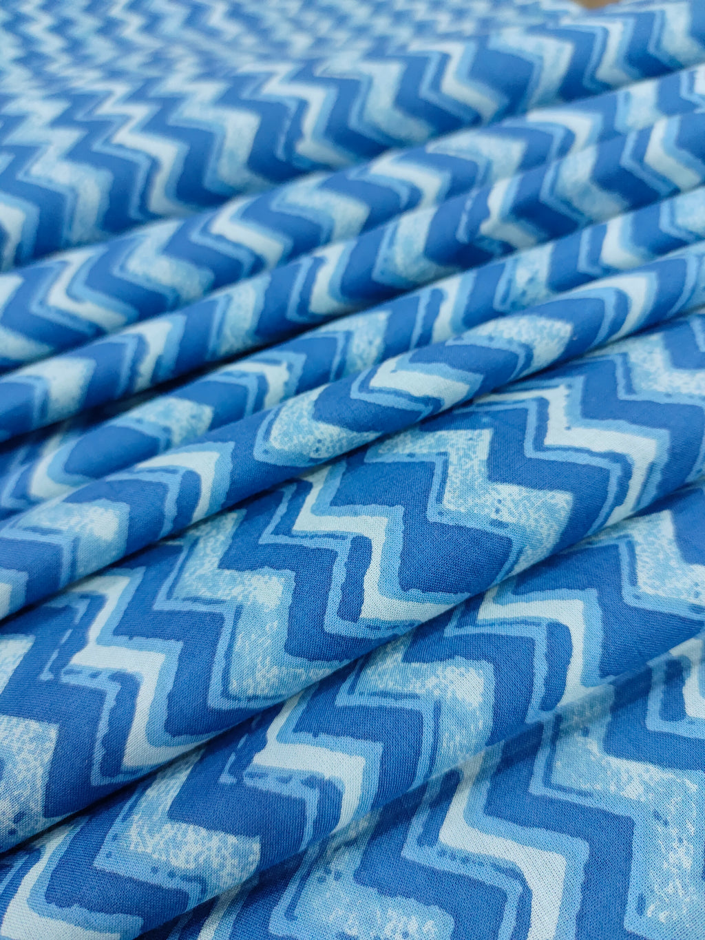 Blue screen print fabric