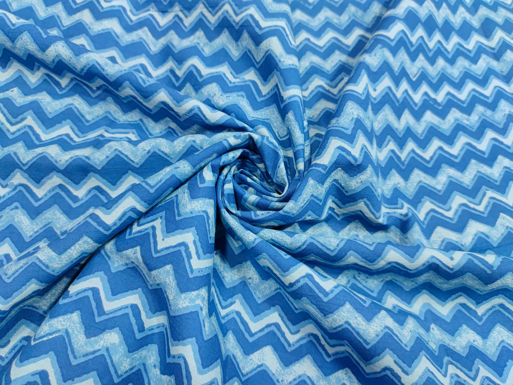 Blue screen print fabric