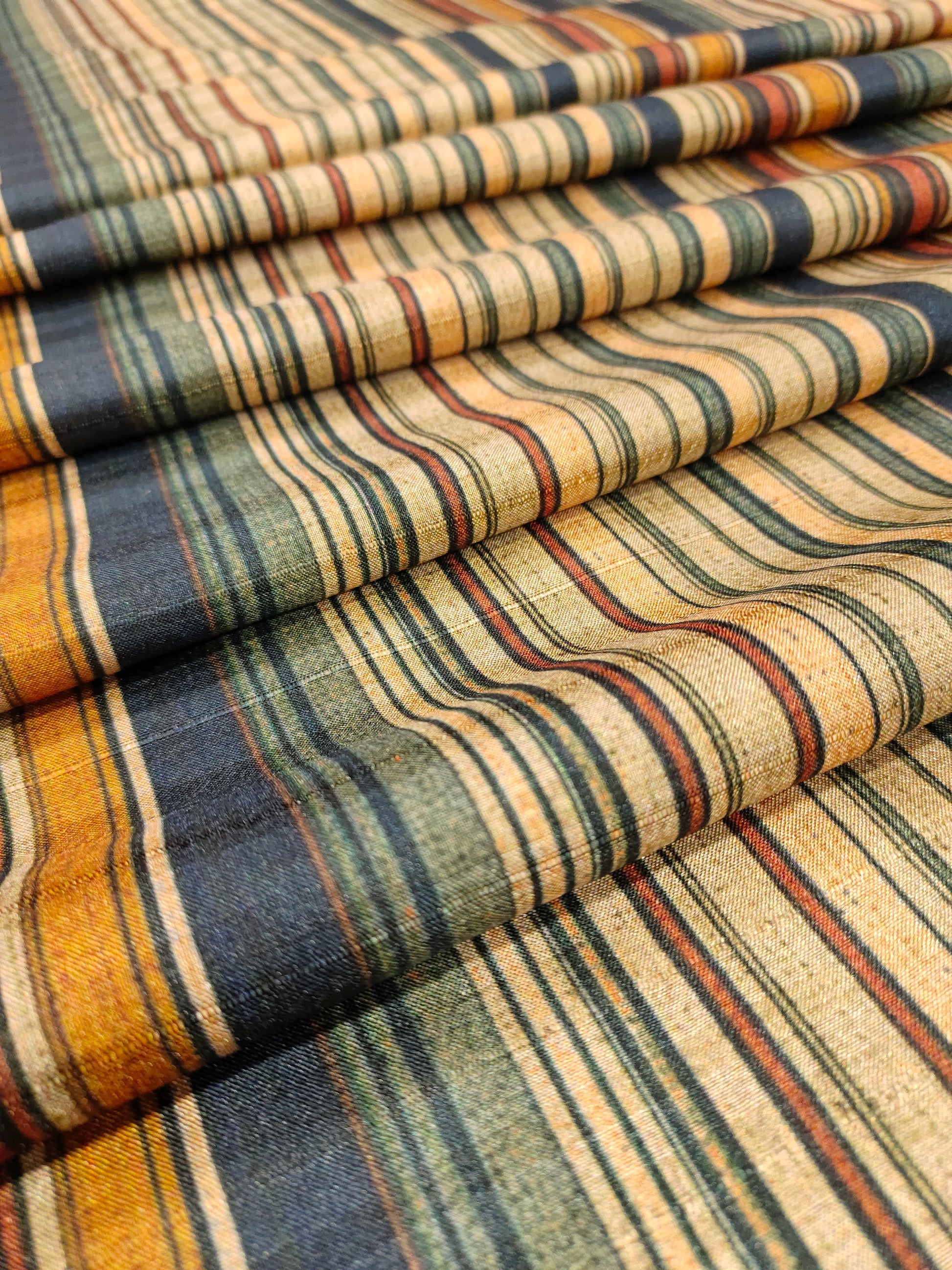 Mysore silk digital print with blue and mustard digital print