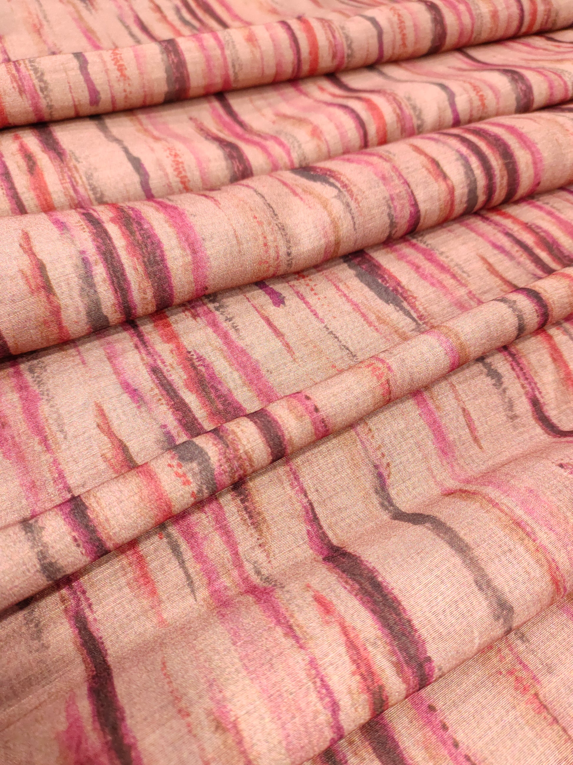 Muslin stripes fabric print with wine color
