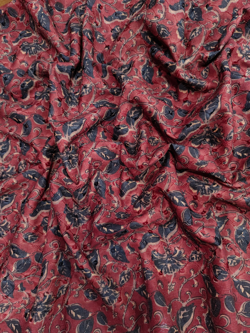 Digital print embroidered fabric