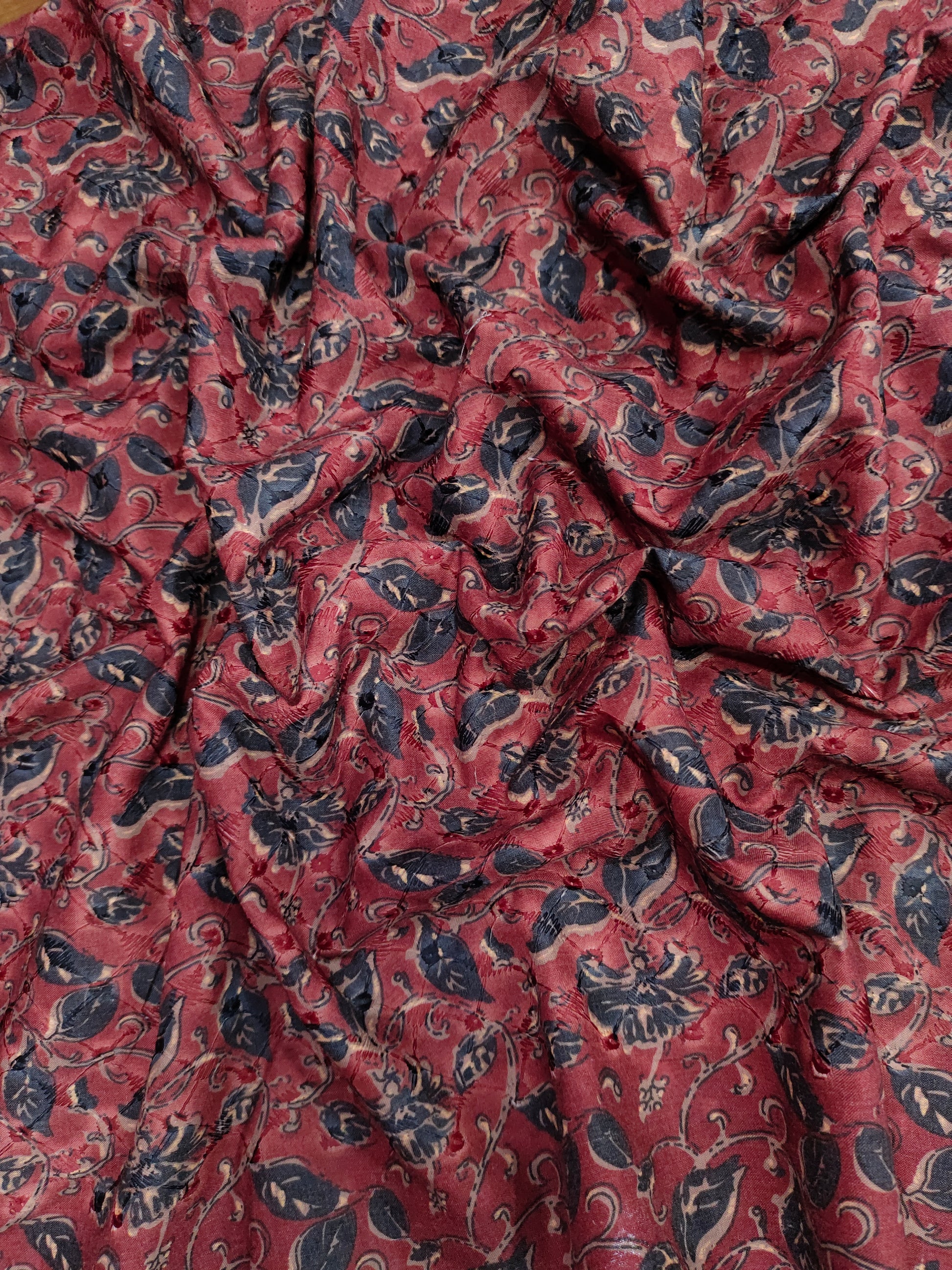 Digital print embroidered fabric