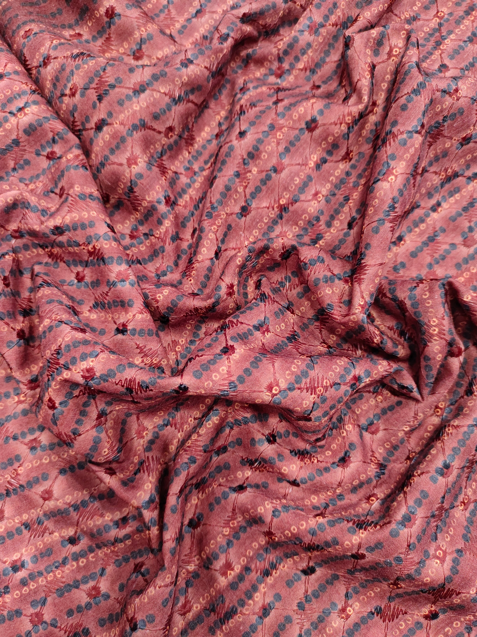 Digital print embroidered fabric