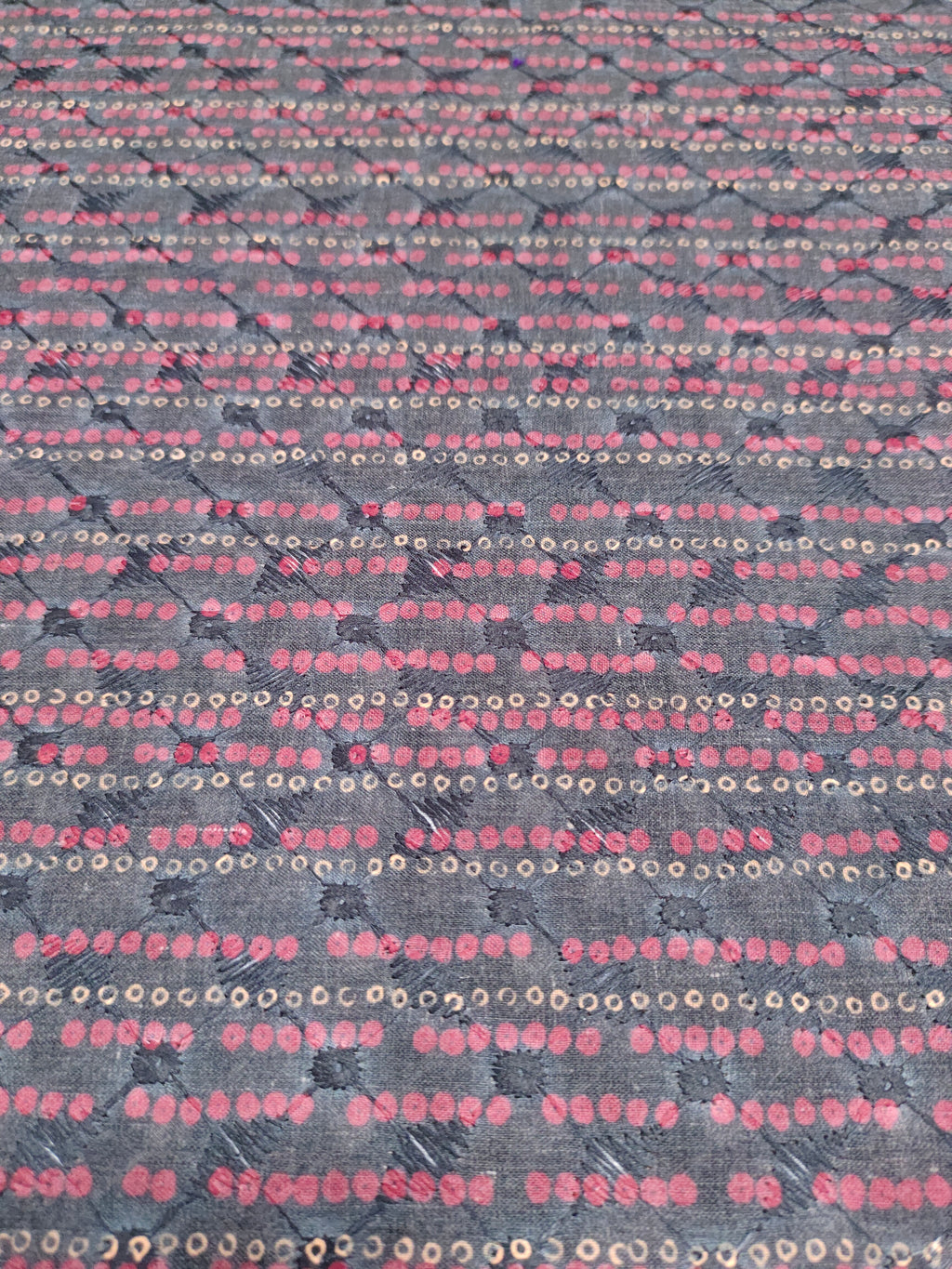 Digital print embroidered fabric with black color