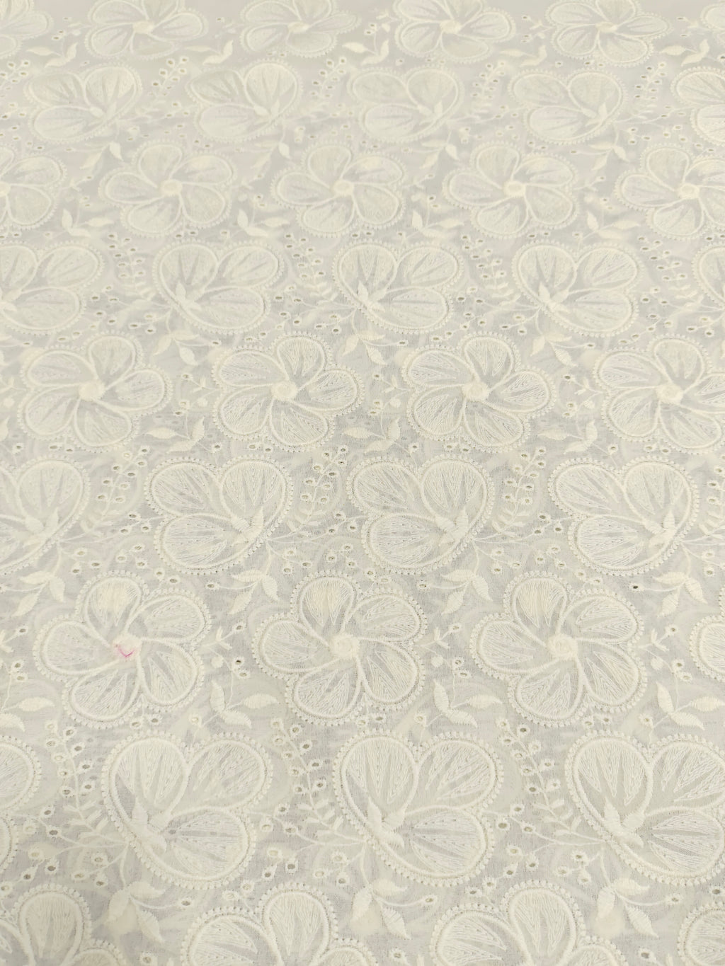 Off white voile with self color embroidery