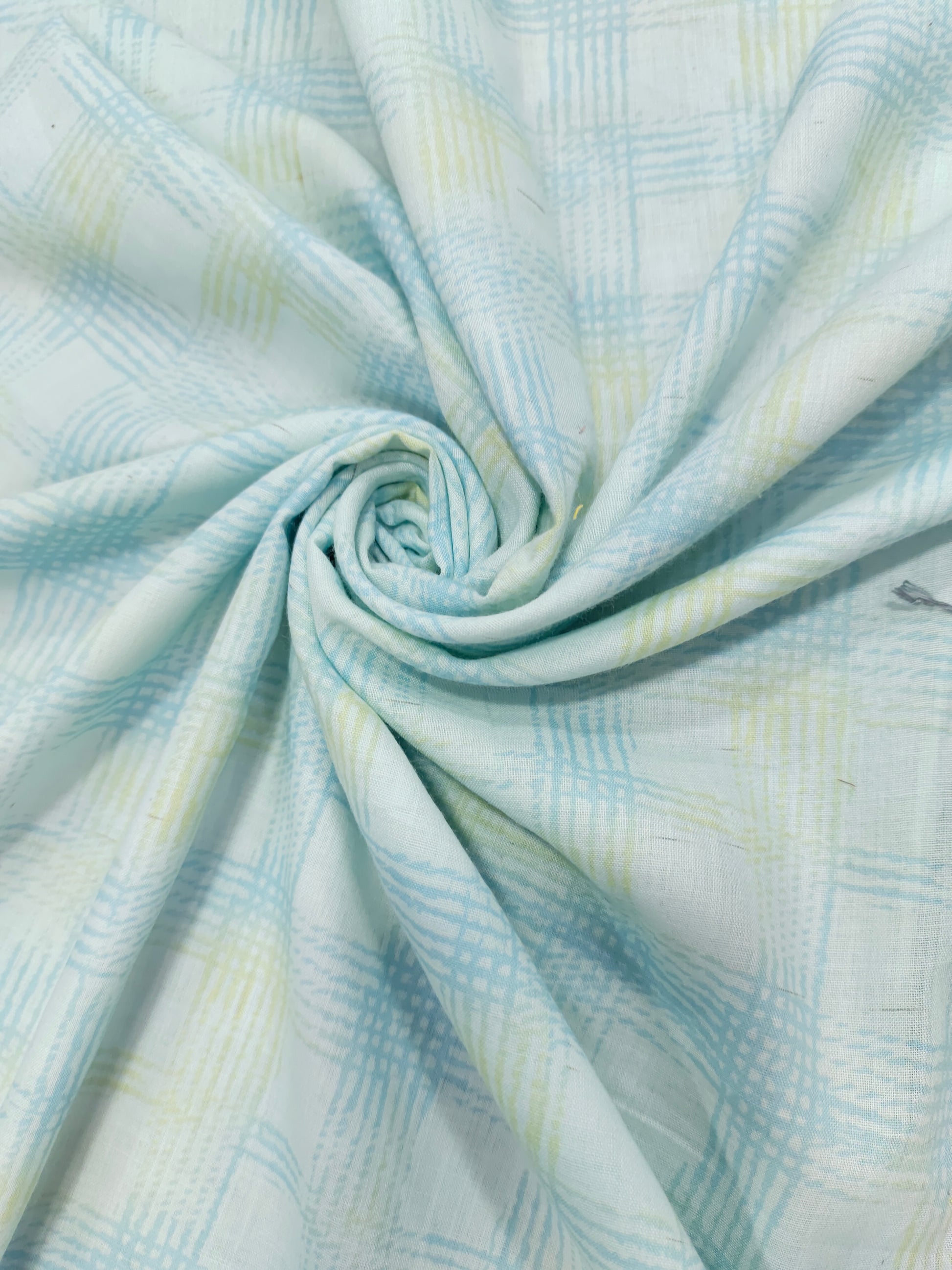 Blue malai cotton fabric with digital print