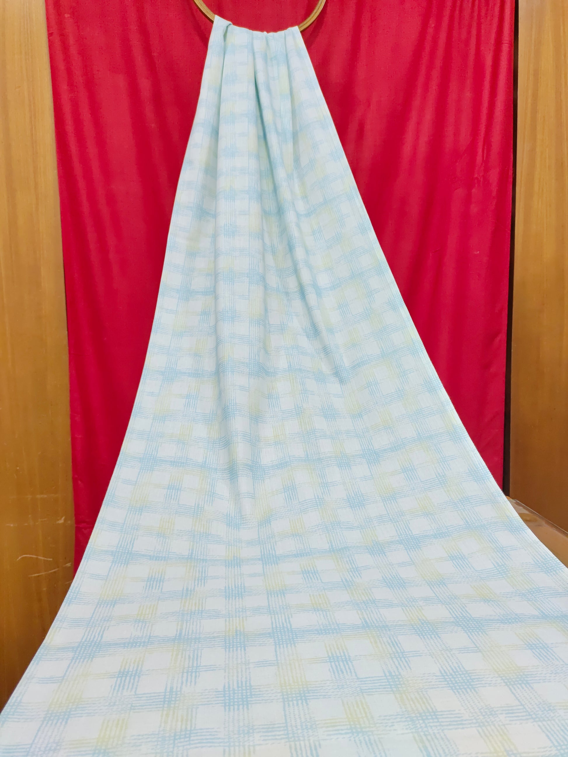 Blue malai cotton fabric with digital print