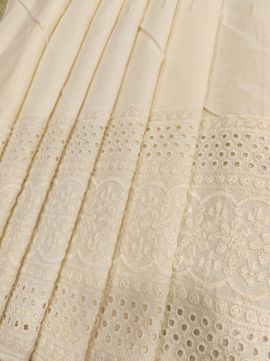Off white daman embroidered fabric