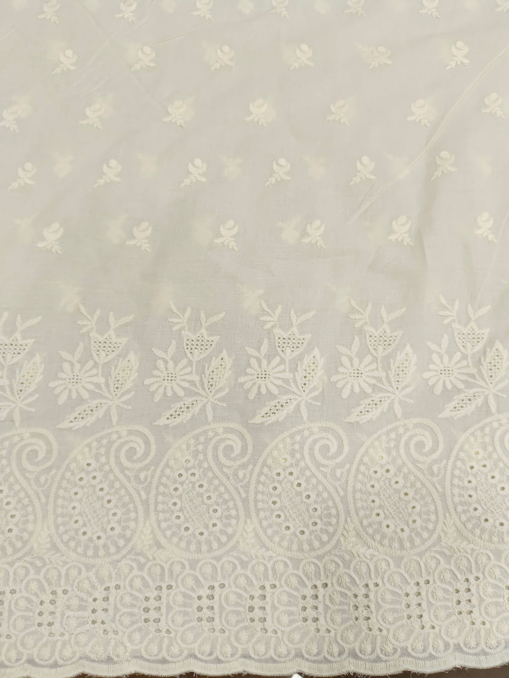 Cream daman embroidered fabric