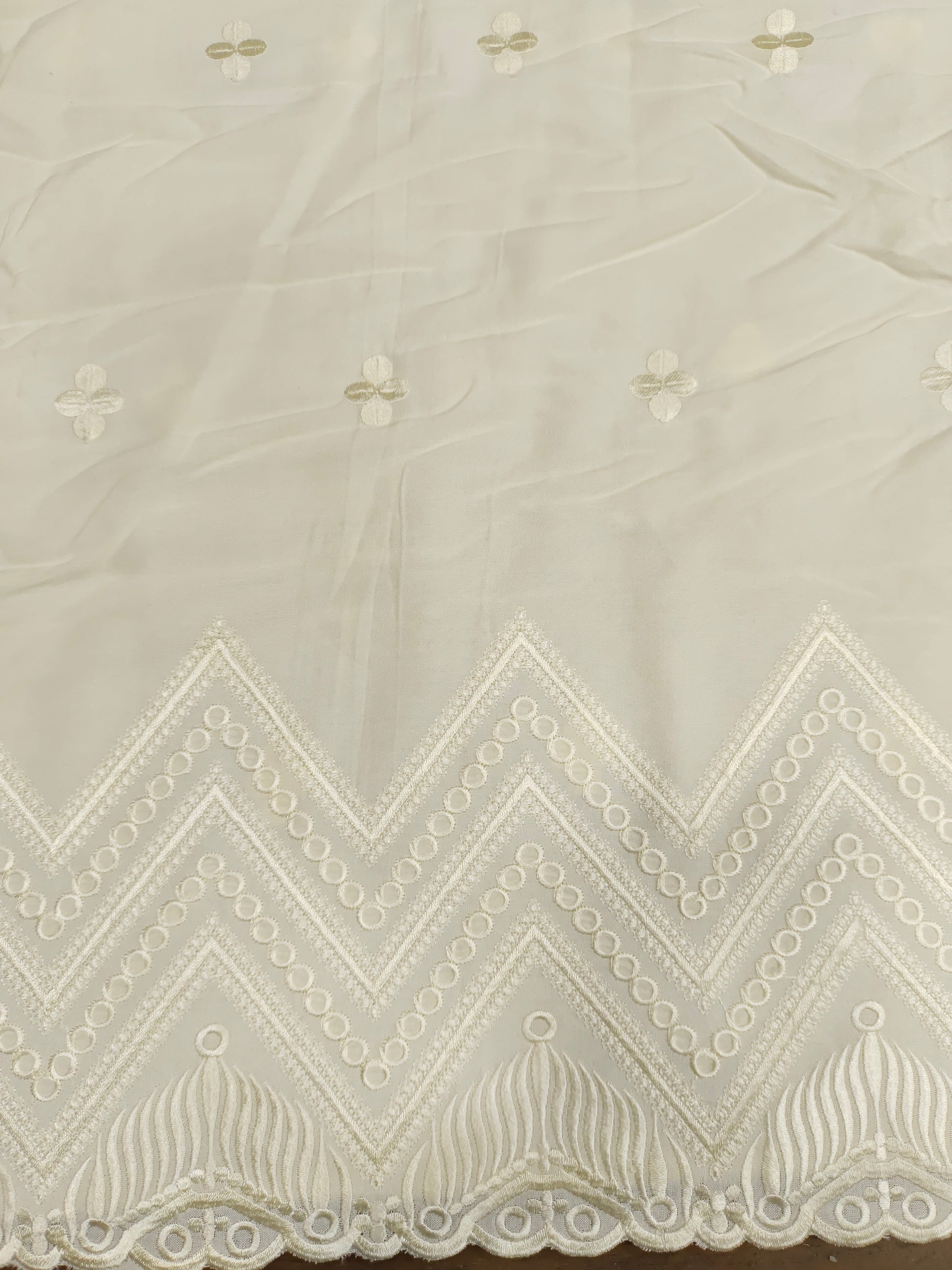 Cream Rayon daman embroidery