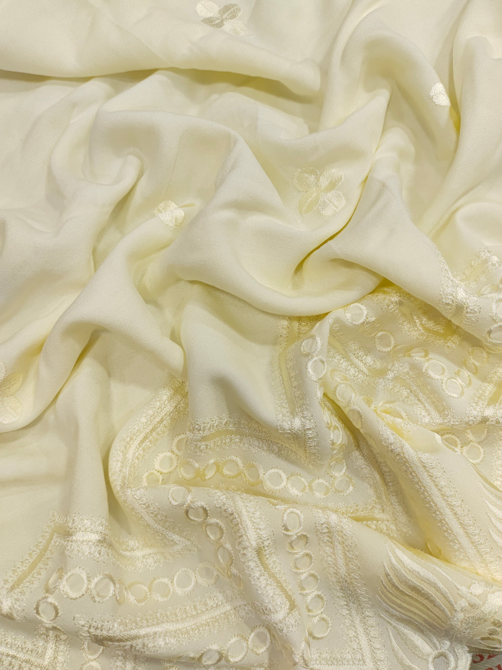 Cream Rayon daman embroidery