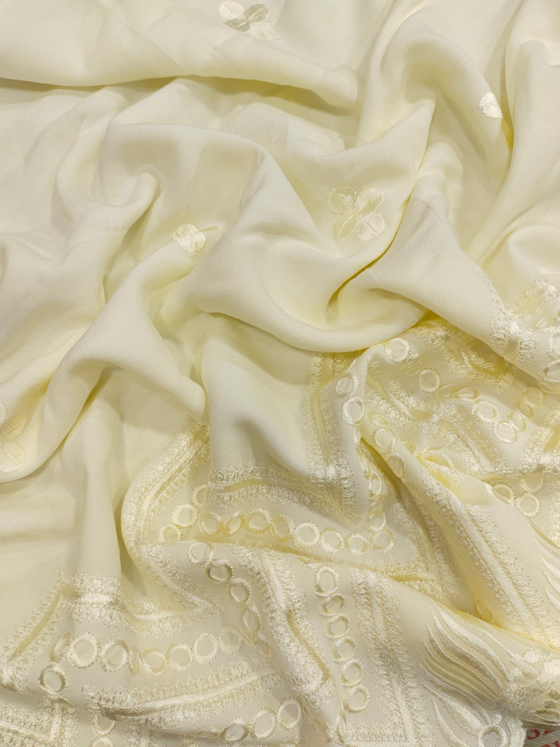 Cream Rayon daman embroidery