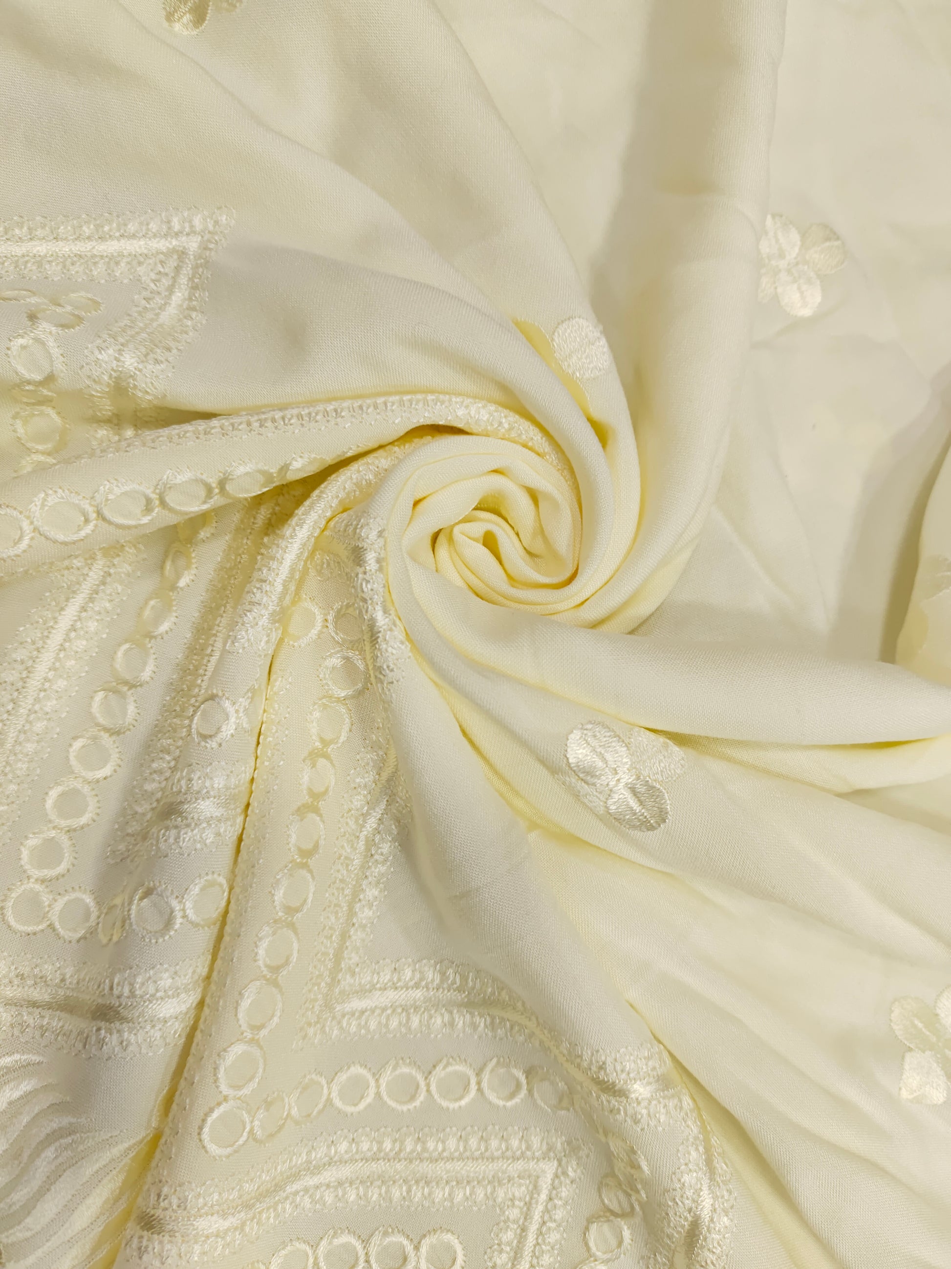 Cream Rayon daman embroidery