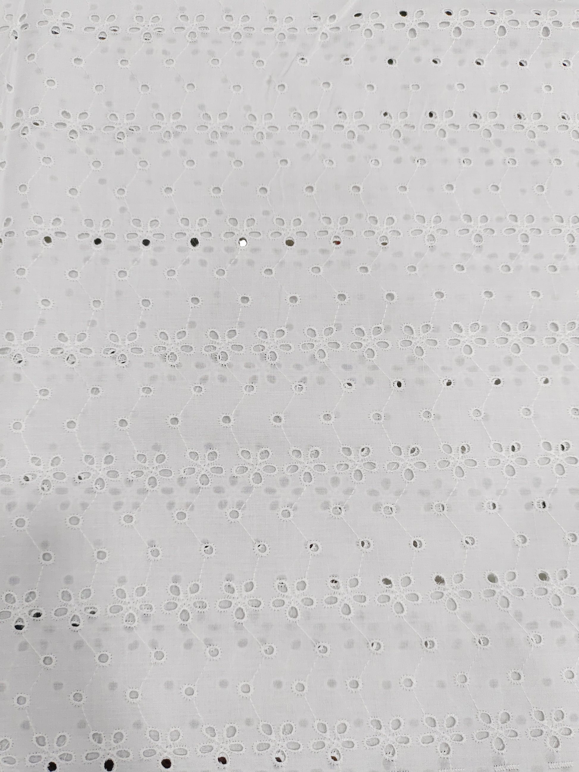 OffWhite cotton fabric cut work embroidery