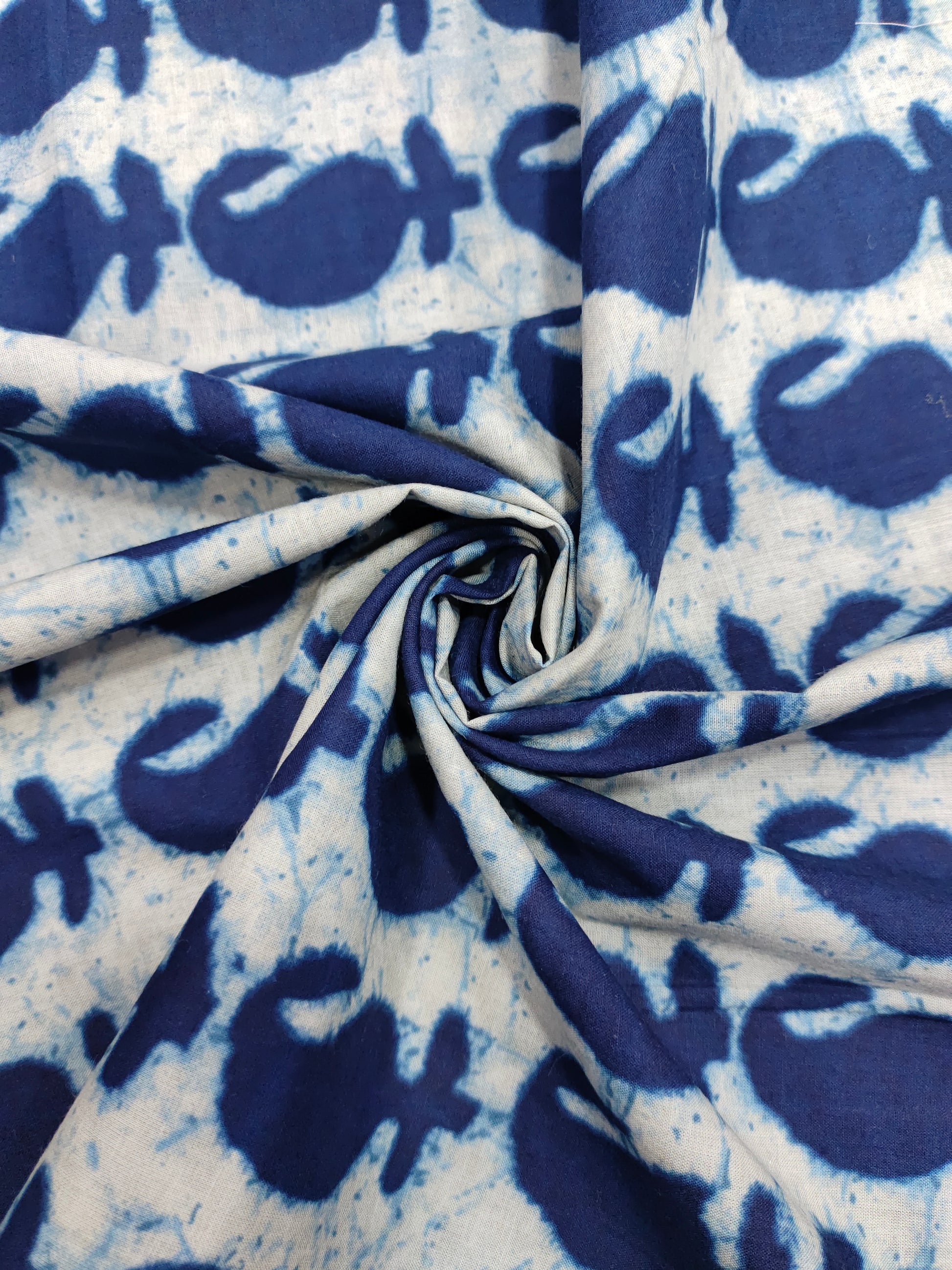 Navy color all over paisley cotton Screen Print