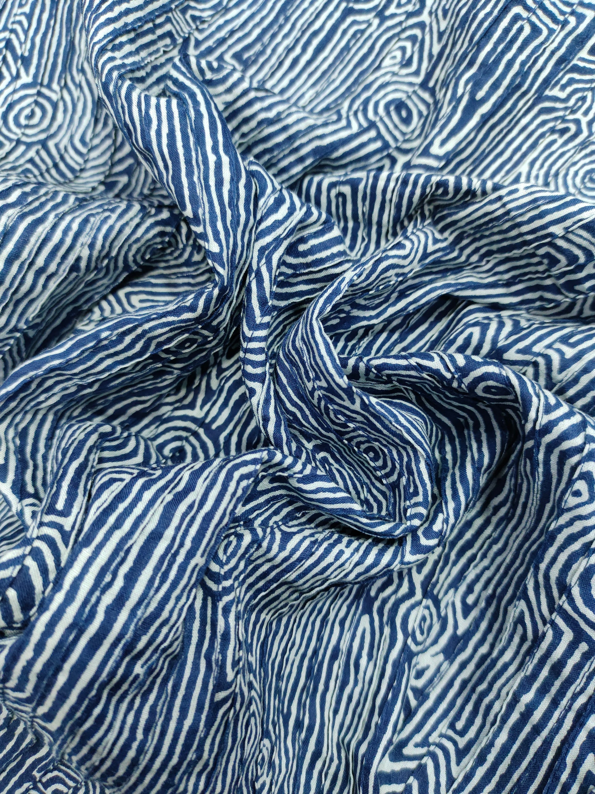 Indigo pintucks fabric in blue color