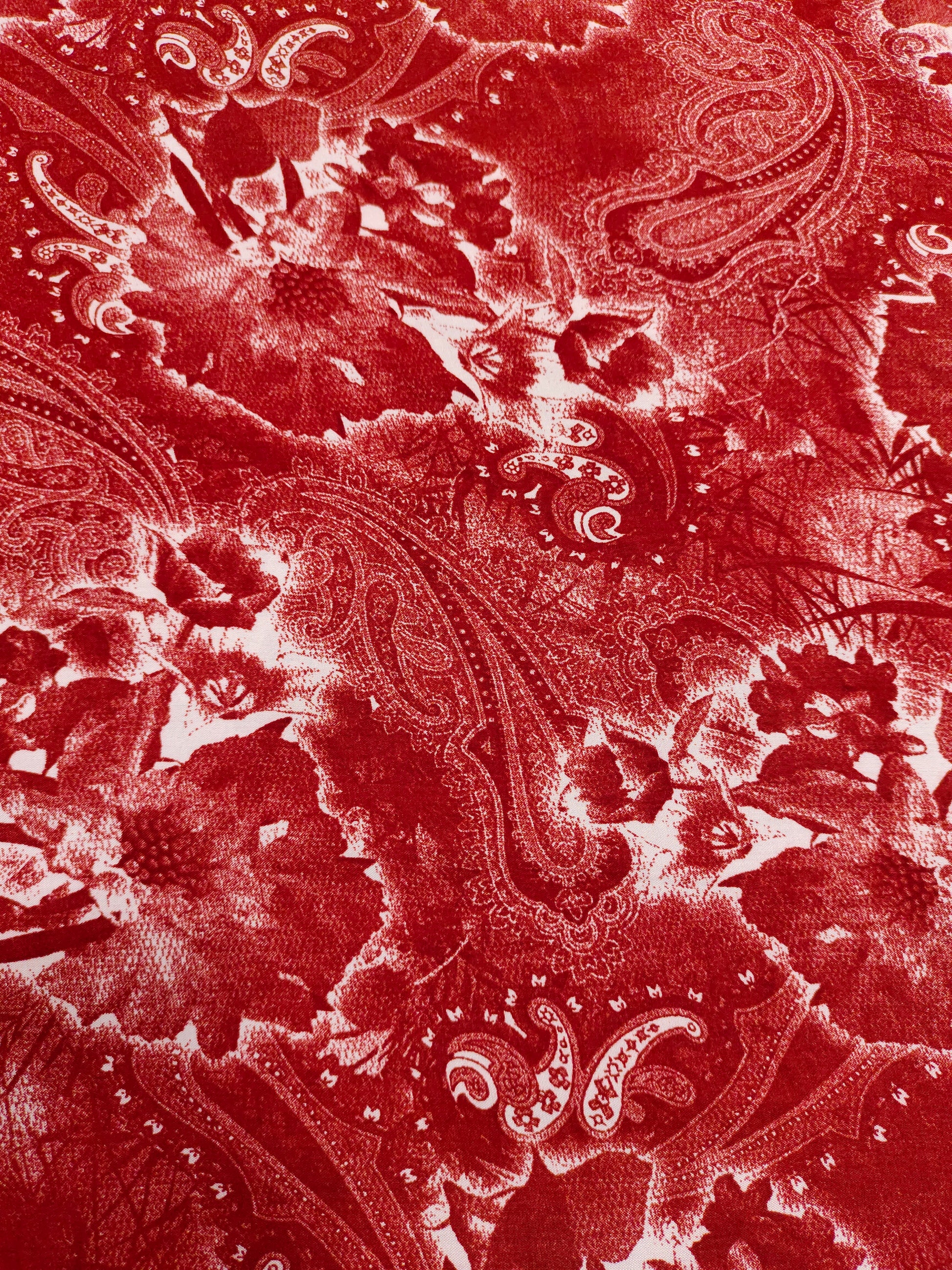 Red with white Rayon fabric