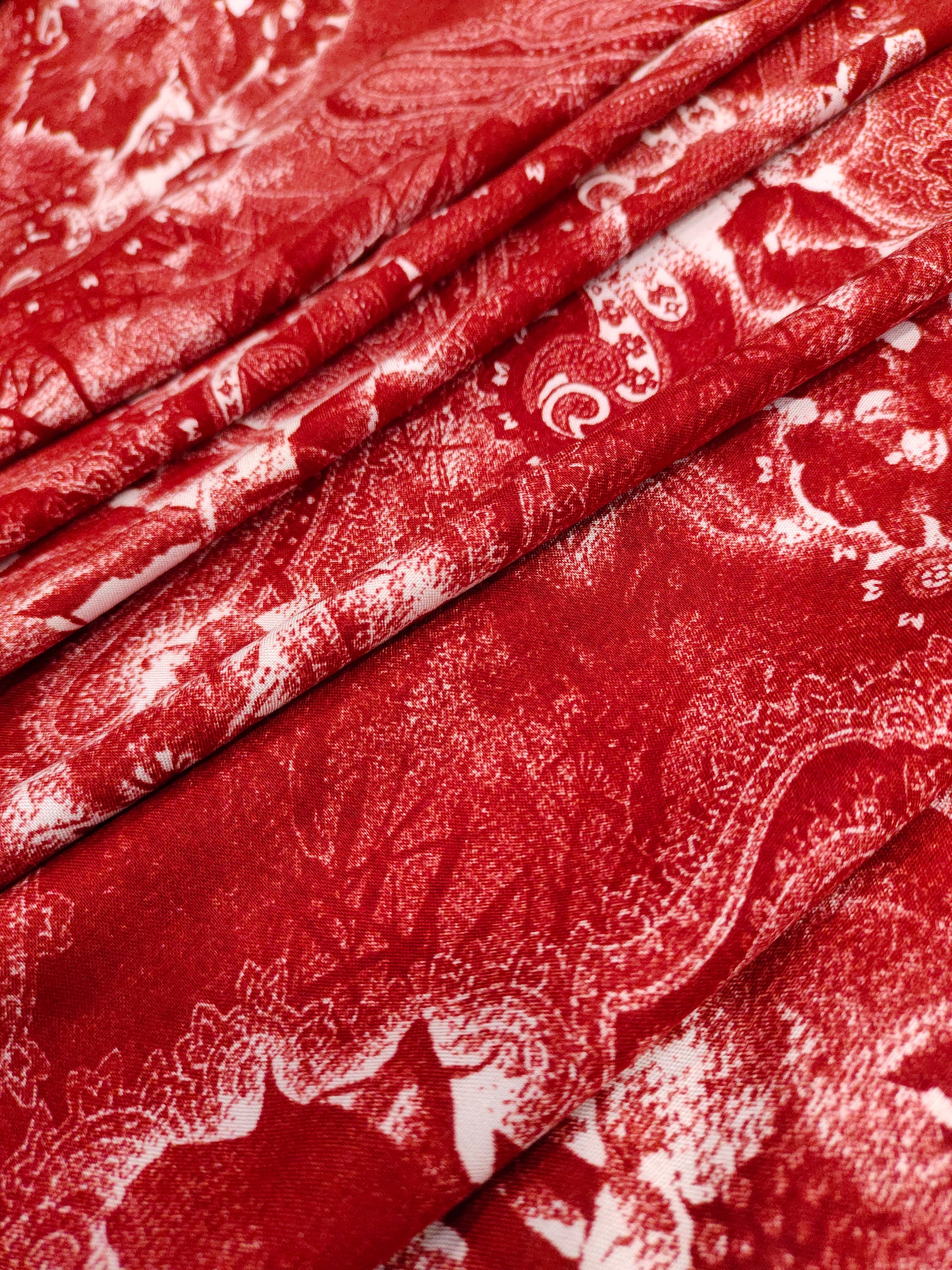 Red with white Rayon fabric