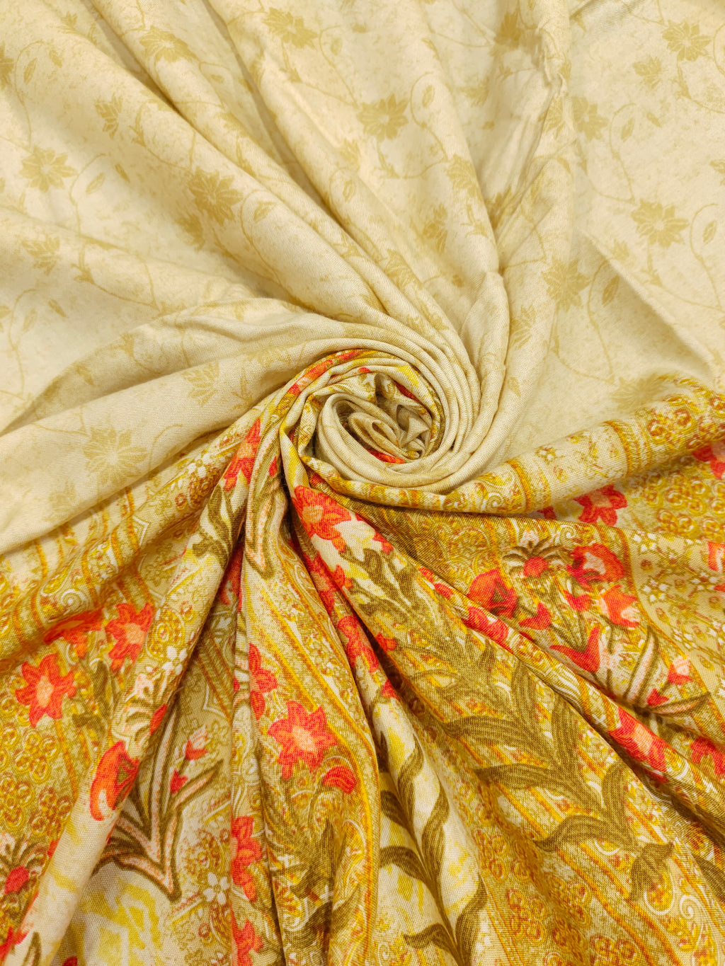 rayon with floral daman border