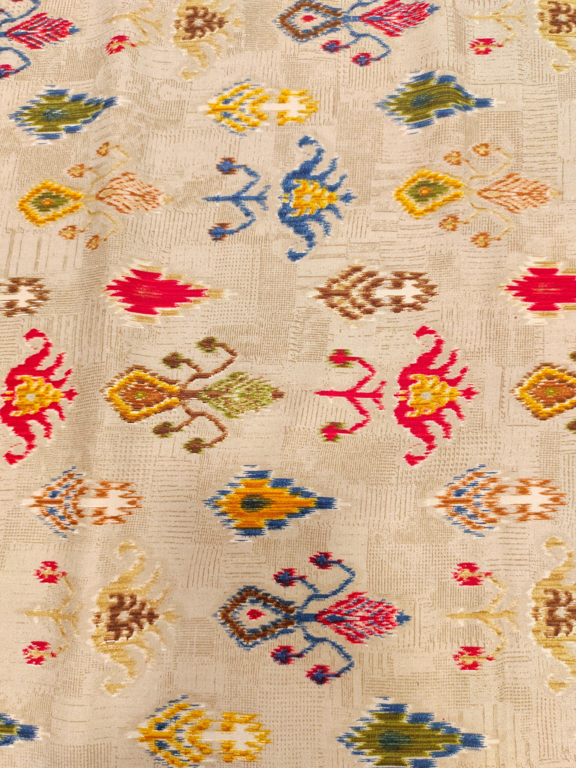 Rayon fabric with ikkat print