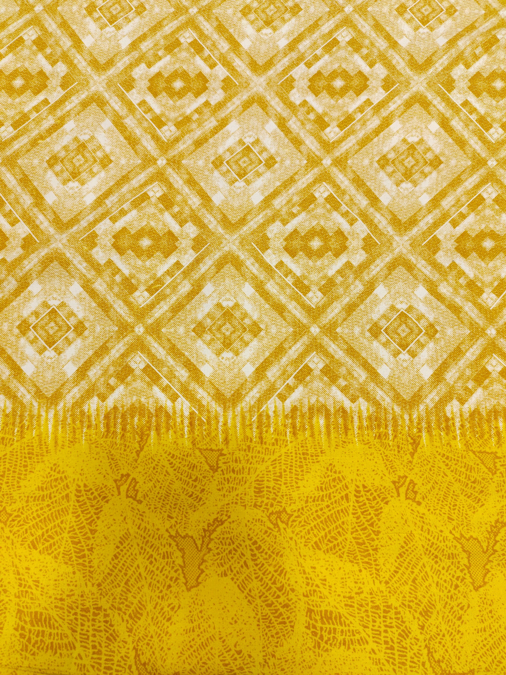 Yellow Rayon fabric with daman border