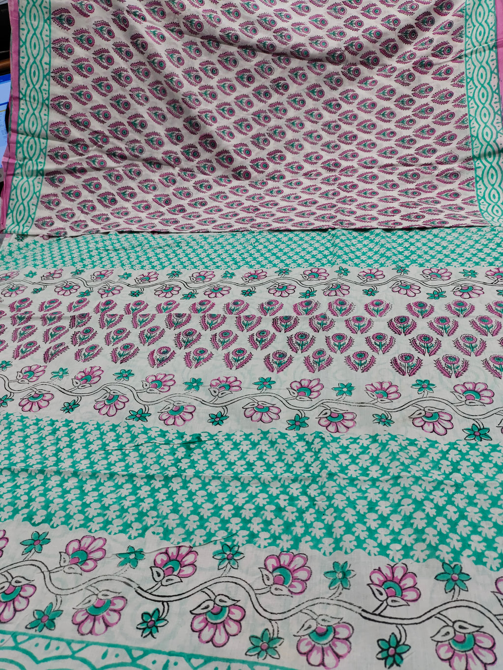 Mul cotton jaipur handblock printed saree