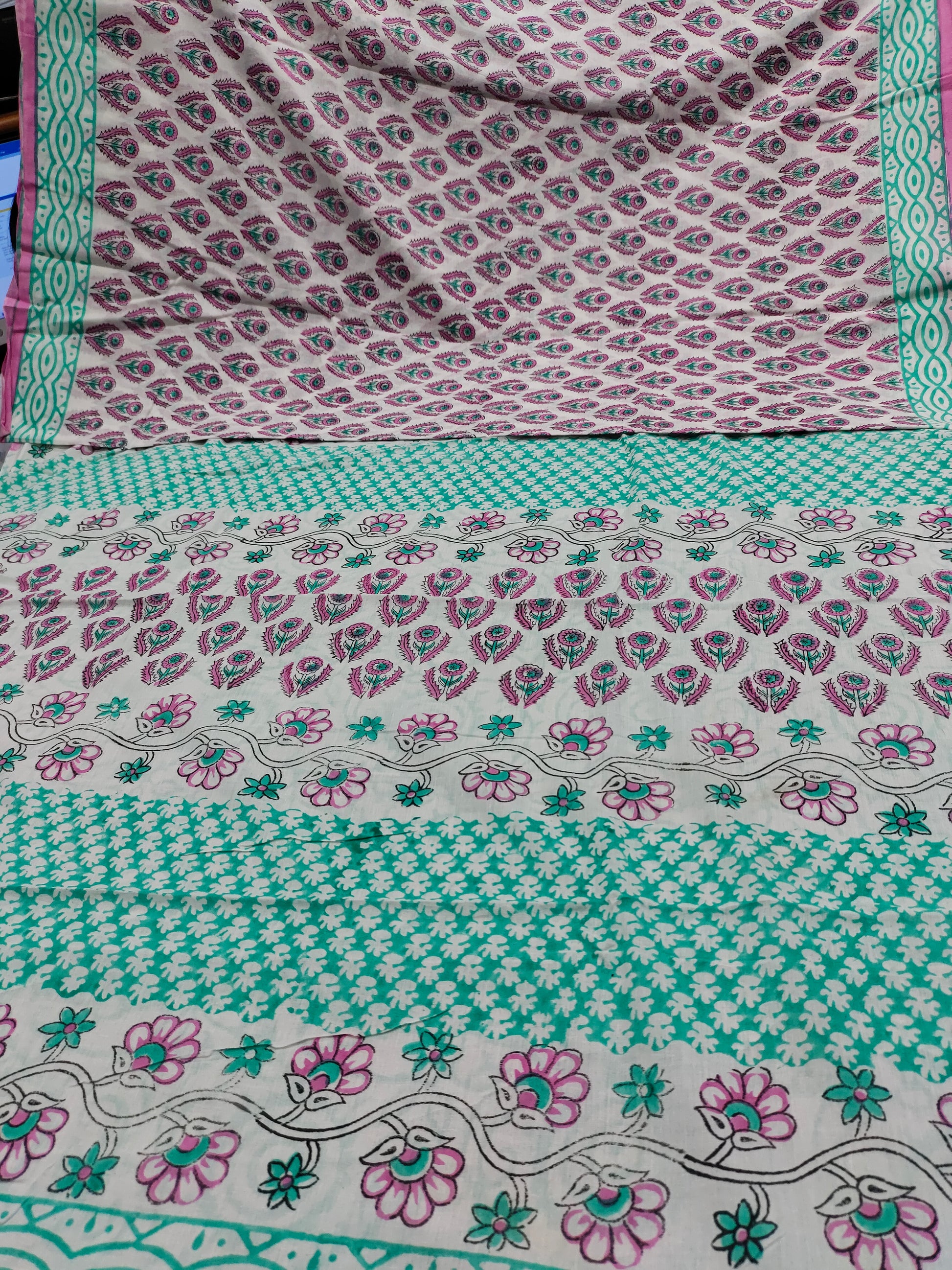 Mul cotton jaipur handblock printed saree