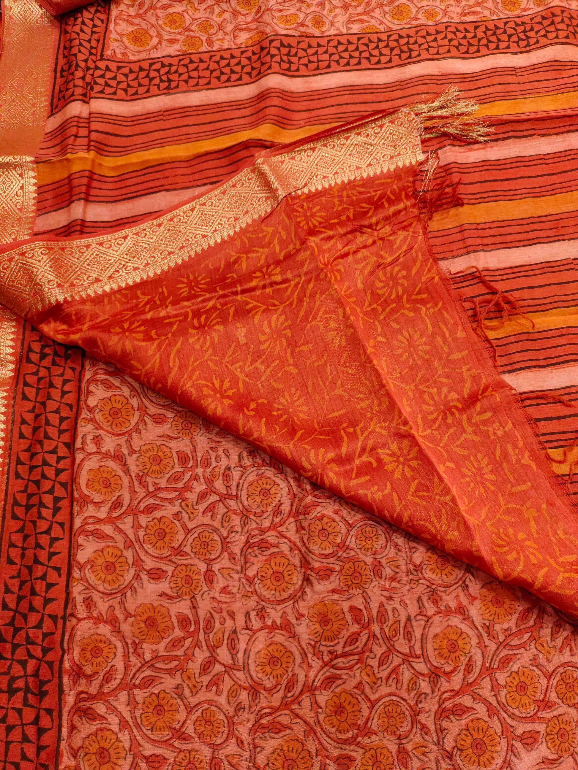 Silk sico border in ajrak print