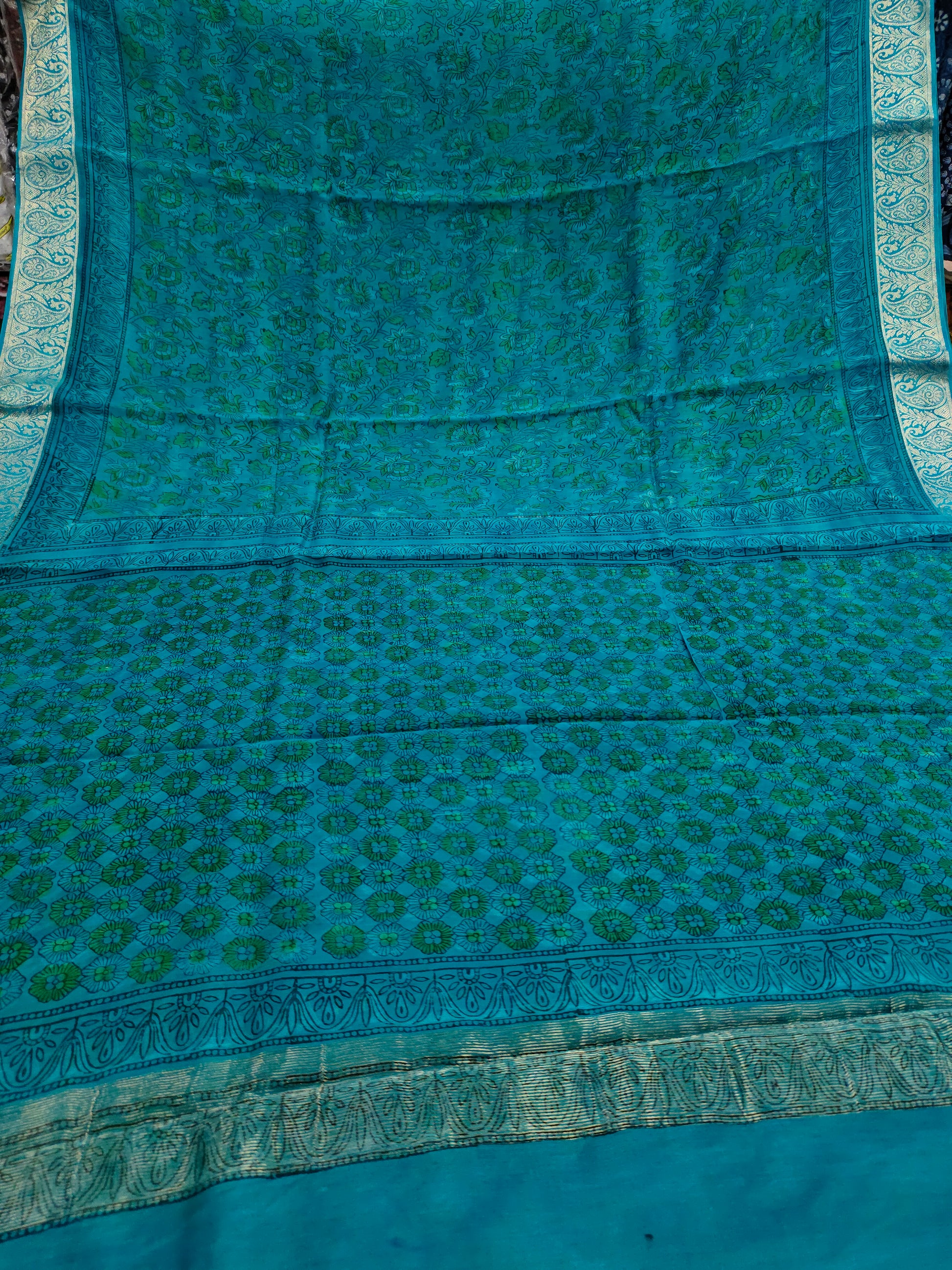 Silk sico border in ajrak print