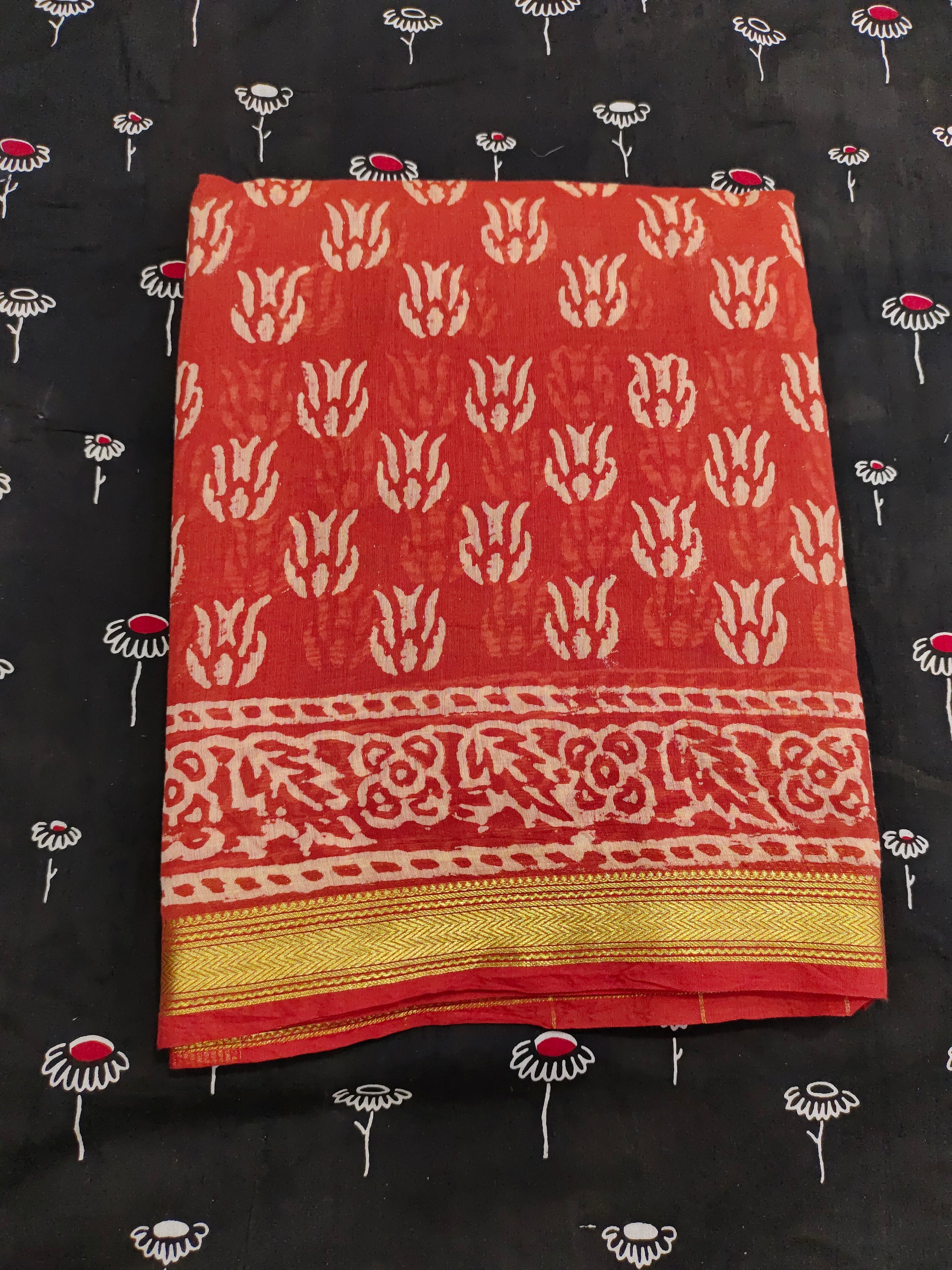 Semi maheshwari silk in bagru print