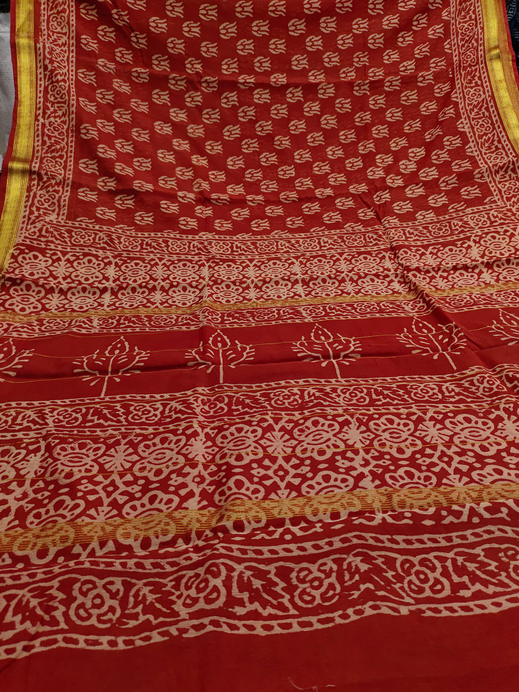 Semi maheshwari silk in bagru print