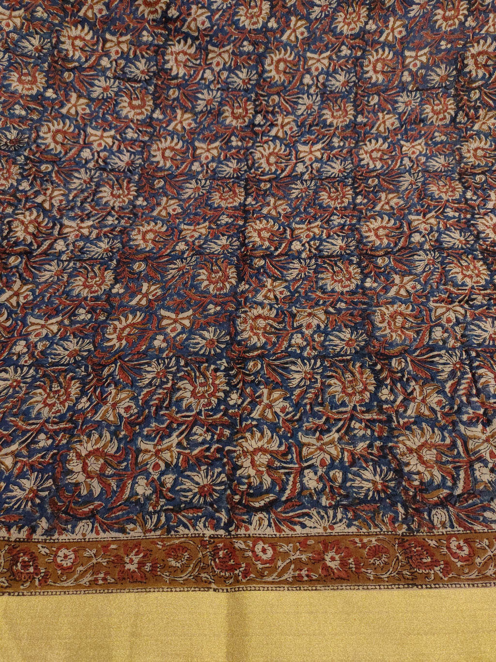 Chanderi broad border in bagru print