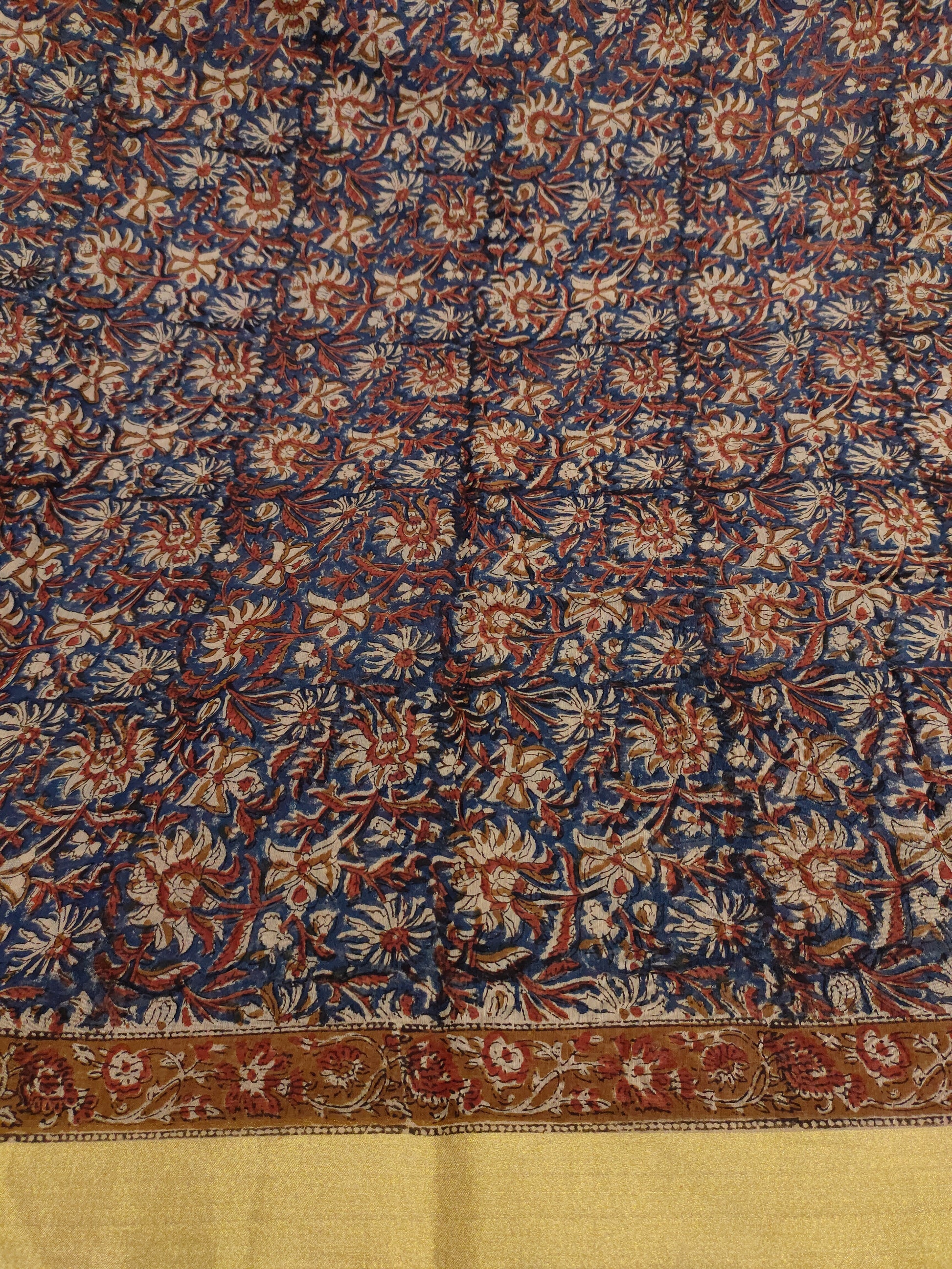 Chanderi broad border in bagru print