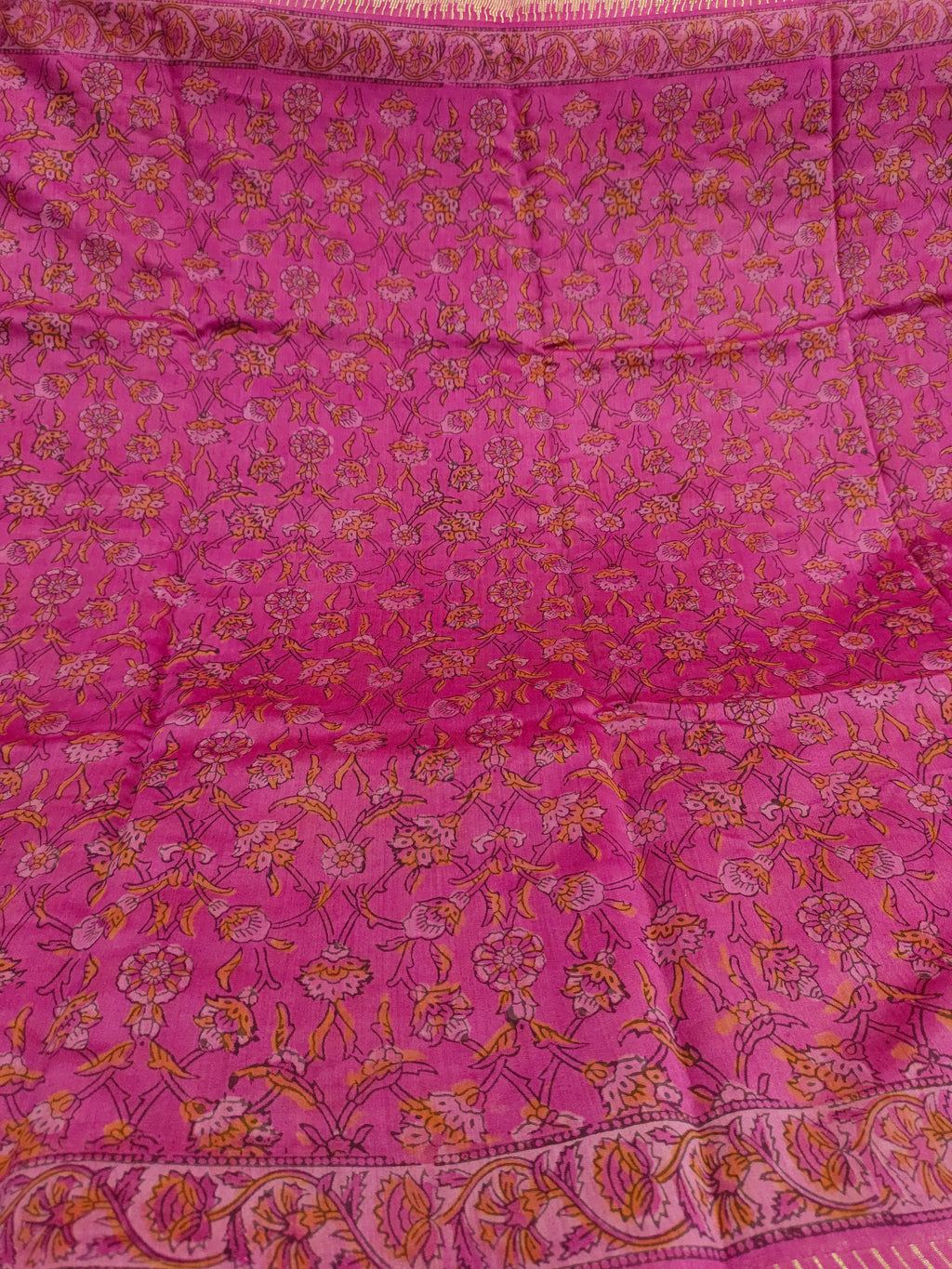 Silk sico border saree in ajrak print