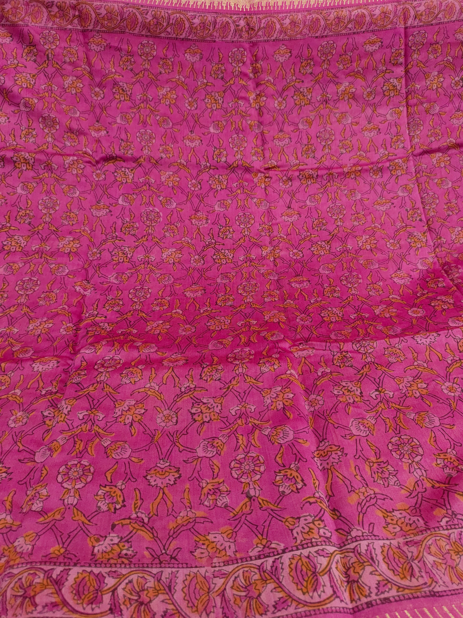 Silk sico border saree in ajrak print